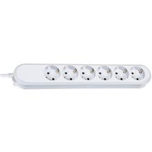 Bachmann Steckdosenleiste 6-fach mit 5m Kabel, Modell "SMART", ohne Schalter, weiß